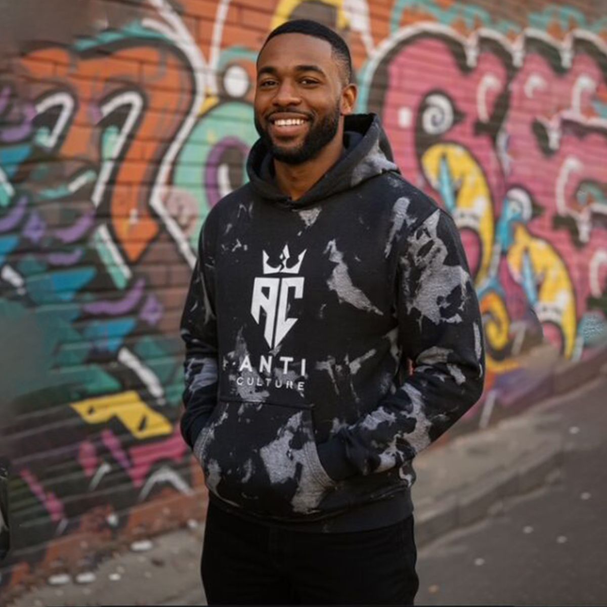 Bleached Grey and Black Hoodie